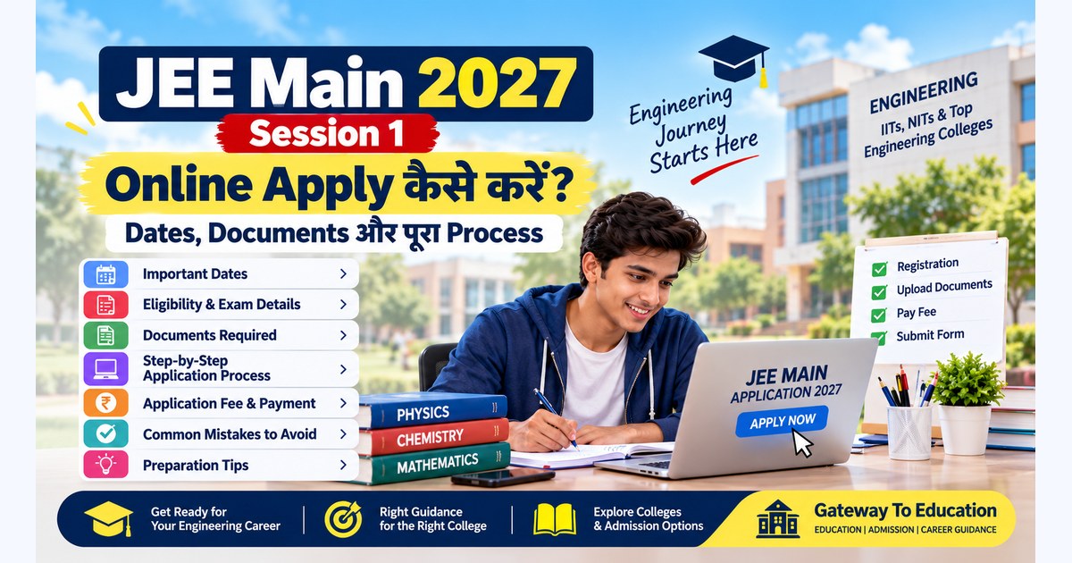 JEE Main 2027 Session 1: Online Apply कैसे करें? Dates, Documents और पूरा Process